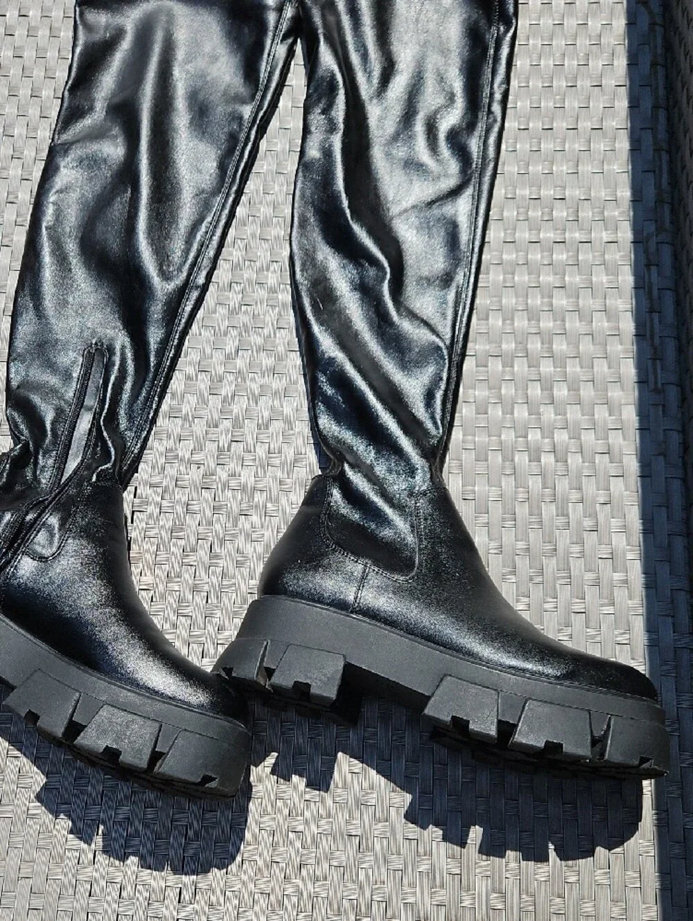 Aldo Black Over-the-Knee Lug Sole Pull-On Boots Size 10